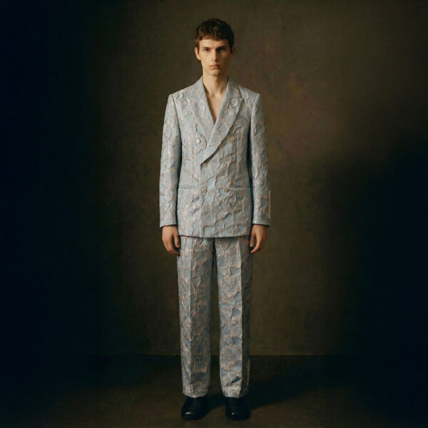 Anzug blau Hose aus Cloqué