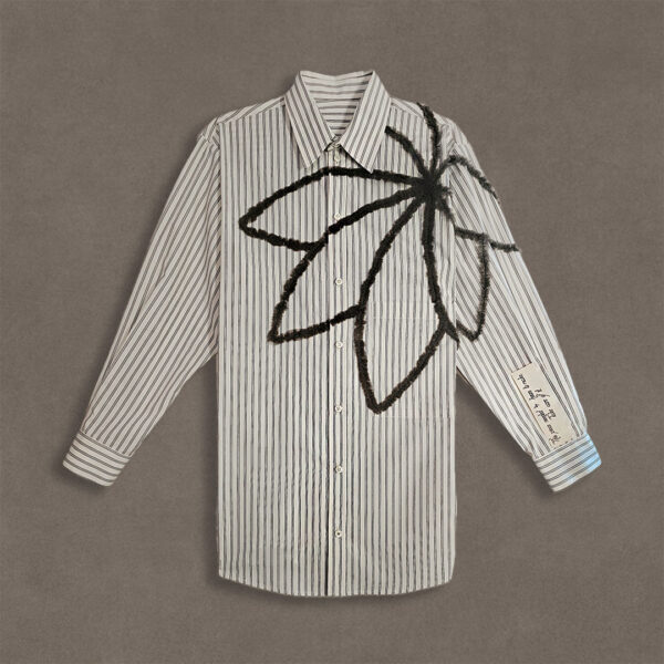 Hemd gestreift Hemd mit Tüllapplikation