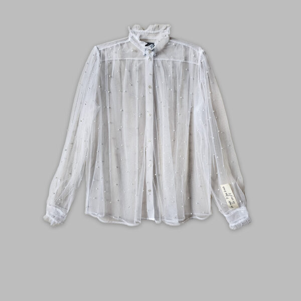 Perlenhemd VT Hemd aus Tüll mit Perlenstickerei